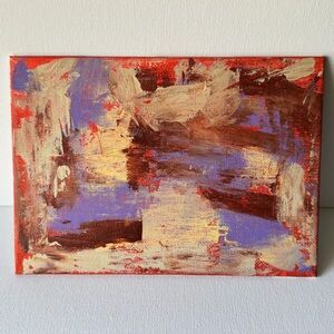 Handpainted Abstract Original Acrylic Care On Canvas 5x7 Modern Love New Weird